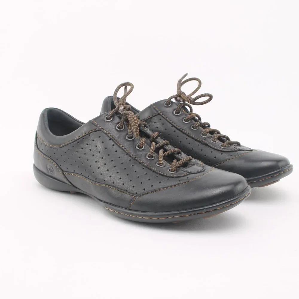Born Black Perforated Leather Lace-Up Casual Oxford Sneakers Women's 6 NWT - Picture 4 of 15